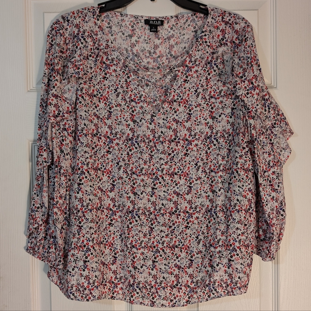 a.n.a Floral Print Women's Top Size L